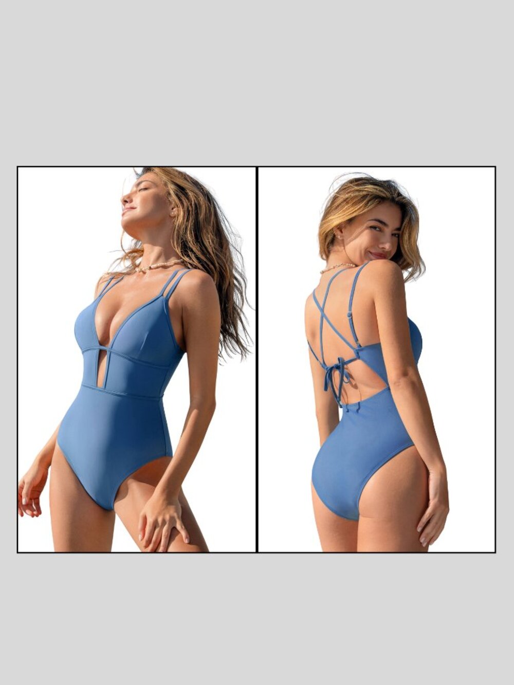 Cupshe Blue Plunging Tummy Control One-Piece